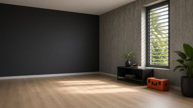 Imagen ilustrativa: sala renovada con pared color carbón